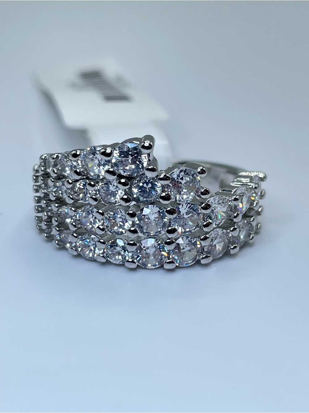 Swarovski Crystal Elements White Swarovski Crystal Art Deco Cluster Ring Sz 7
